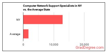 Computer Network Support Specialists in New York vs. the average state