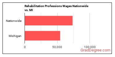 Rehabilitation Professions Wages Nationwide vs. MI